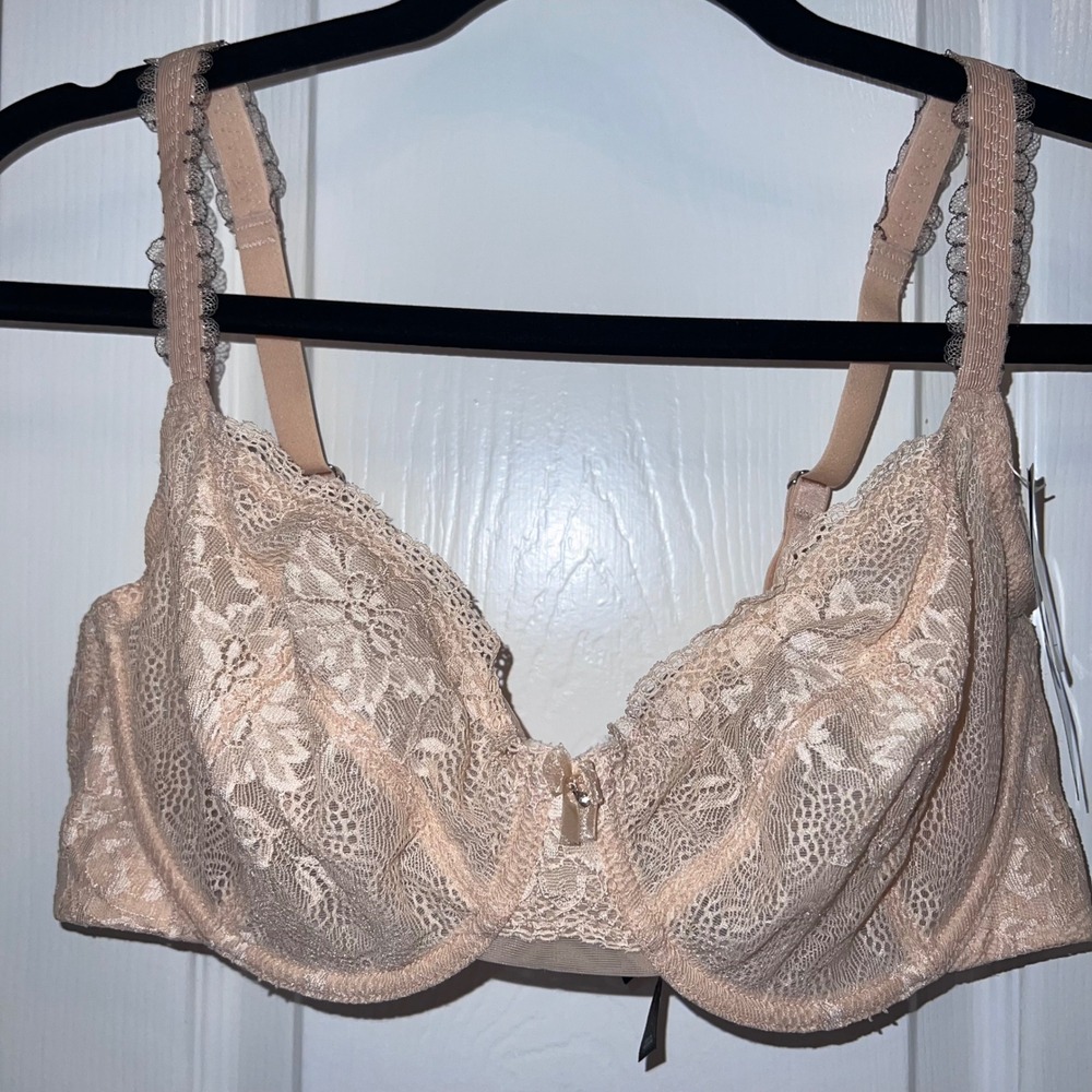 Le Mystere Entice Contour Bra 1979 Almond Floral Lace Underwire 36D NWT Sheer